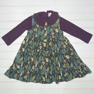 KATE QUINN VGUC Organic Cotton Foilage Dress w/ Peter Pan Collar Ribbed Blouse